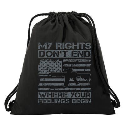Usa Gun Flag My Rights DonT End Where Your Feelings Begin Drawstring Bag