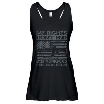 Usa Gun Flag My Rights DonT End Where Your Feelings Begin Ladies Essential Flowy Tank