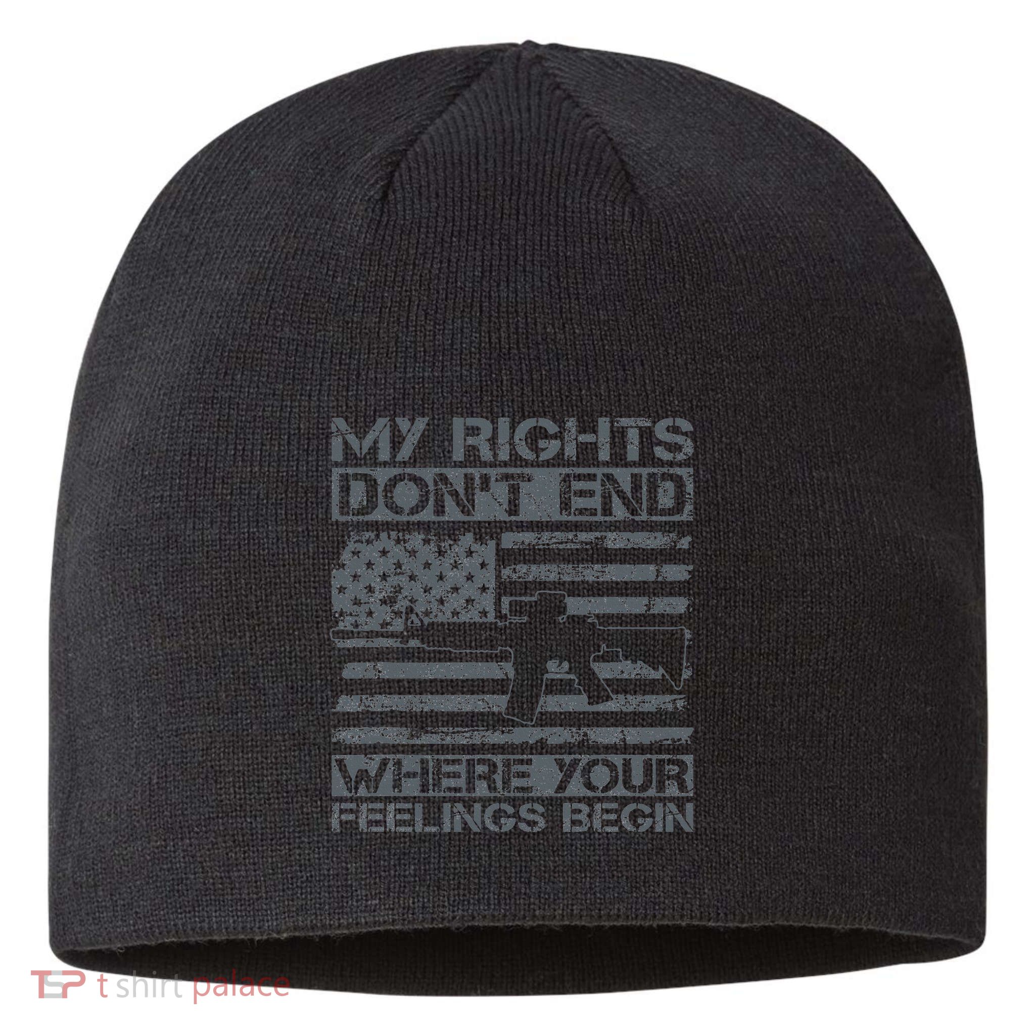 Usa Gun Flag My Rights DonT End Where Your Feelings Begin Sustainable Beanie