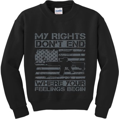 Usa Gun Flag My Rights DonT End Where Your Feelings Begin Kids Sweatshirt