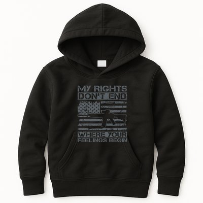 Usa Gun Flag My Rights DonT End Where Your Feelings Begin Kids Hoodie