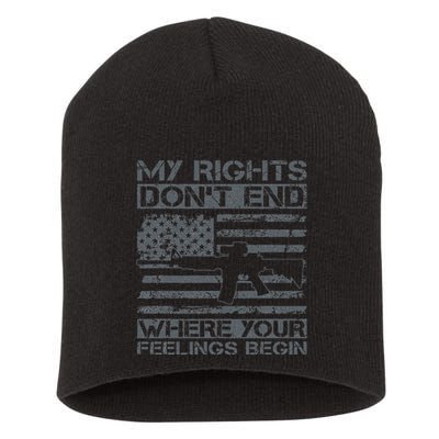 Usa Gun Flag My Rights DonT End Where Your Feelings Begin Short Acrylic Beanie