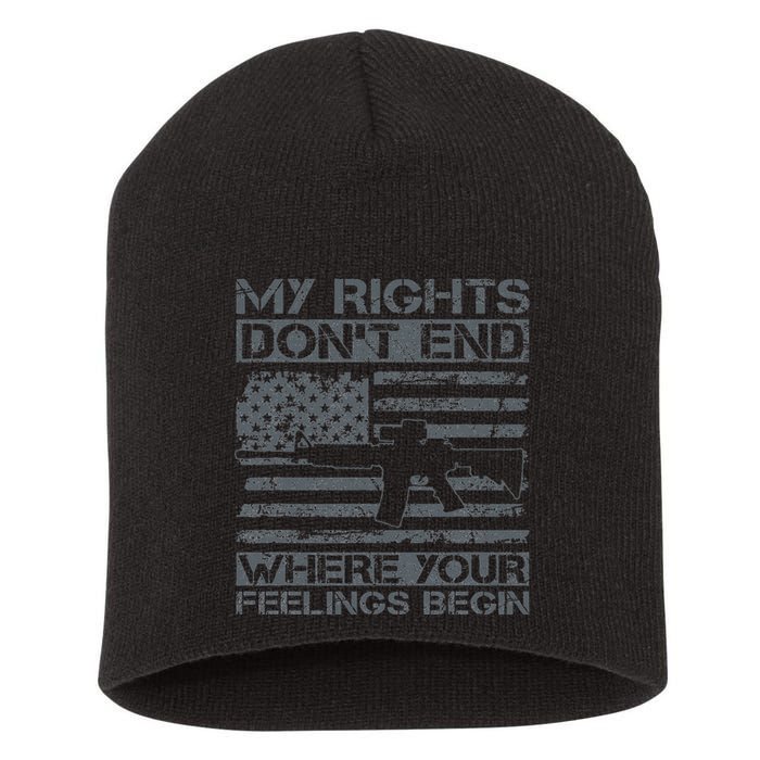 Usa Gun Flag My Rights DonT End Where Your Feelings Begin Short Acrylic Beanie