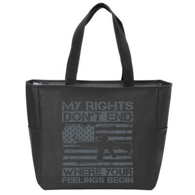 Usa Gun Flag My Rights DonT End Where Your Feelings Begin Zip Tote Bag