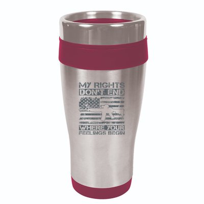 Usa Gun Flag My Rights DonT End Where Your Feelings Begin 16oz Travel Tumbler