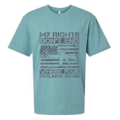 Usa Gun Flag My Rights DonT End Where Your Feelings Begin Sueded Cloud Jersey T-Shirt