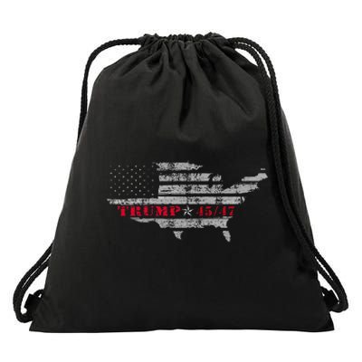 Us Grunge Flag Trump 4547 Red Wave Trump Wins Drawstring Bag