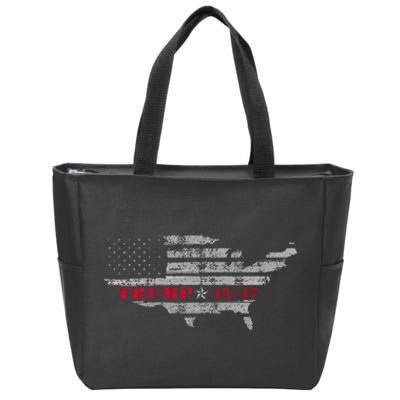 Us Grunge Flag Trump 4547 Red Wave Trump Wins Zip Tote Bag