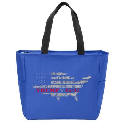 Us Grunge Flag Trump 4547 Red Wave Trump Wins Zip Tote Bag