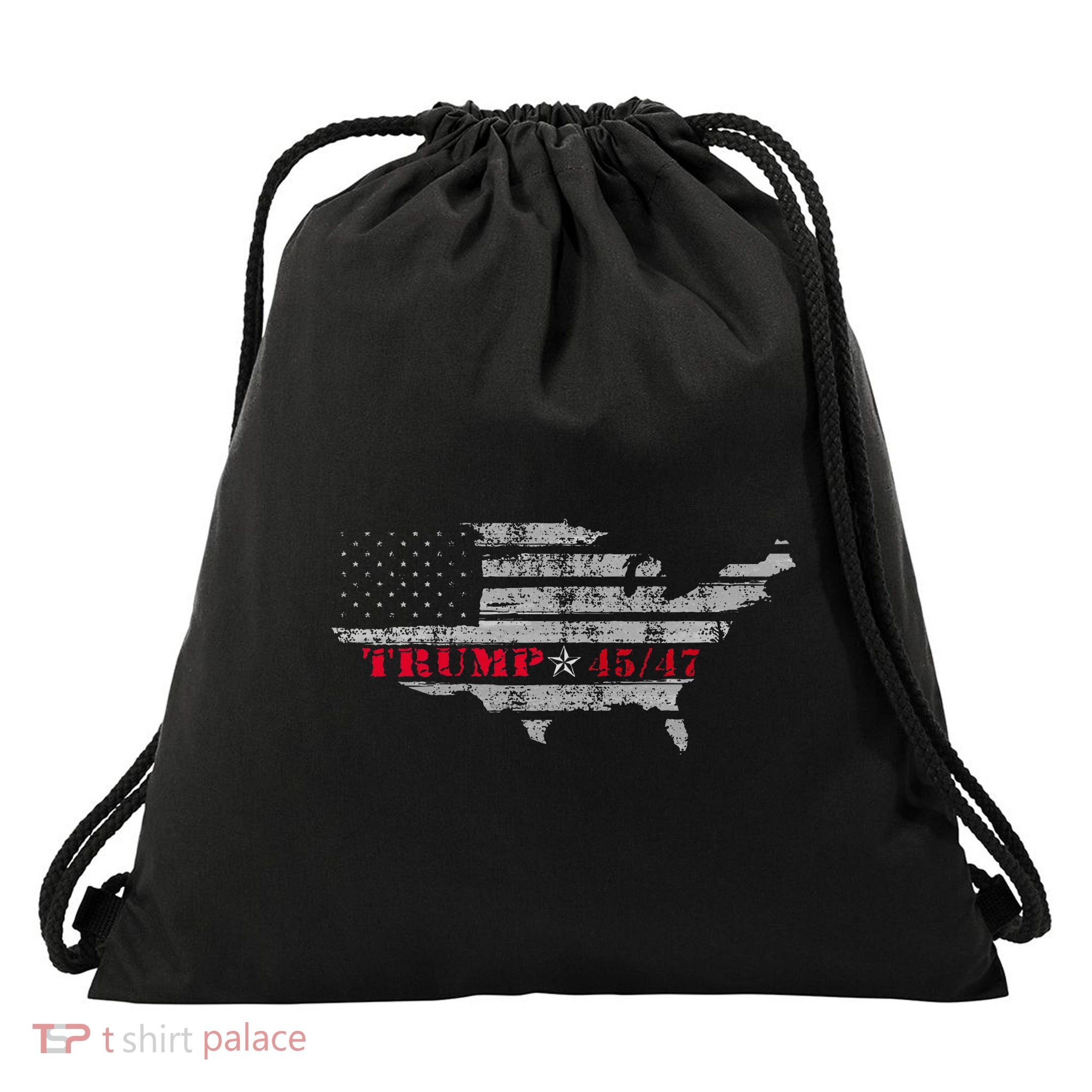 Us Grunge Flag Trump 4547 Red Wave Trump Wins Drawstring Bag