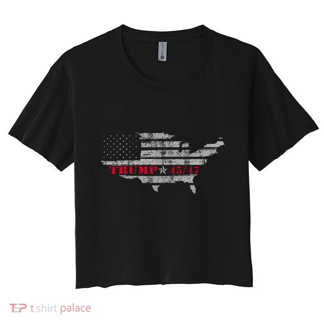 Us Grunge Flag Trump 4547 Red Wave Trump Wins Crop Top