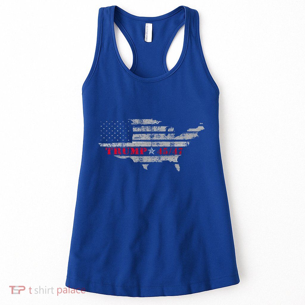 Us Grunge Flag Trump 4547 Red Wave Trump Wins Womens Tank Top