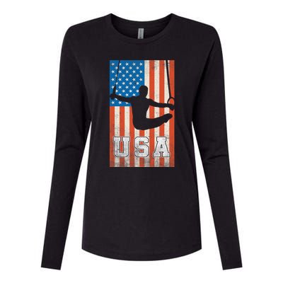 Usa Gymnast Gymnastics Team Athlete American Flag Womens Cotton Relaxed Long Sleeve T-Shirt