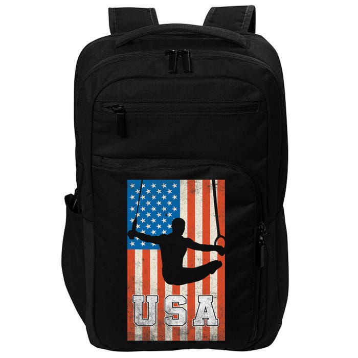 Usa Gymnast Gymnastics Team Athlete American Flag Impact Tech Backpack