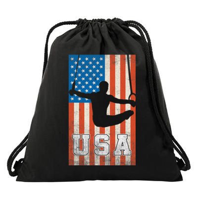 Usa Gymnast Gymnastics Team Athlete American Flag Drawstring Bag