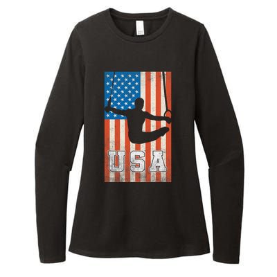 Usa Gymnast Gymnastics Team Athlete American Flag Womens CVC Long Sleeve Shirt