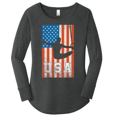 Usa Gymnast Gymnastics Team Athlete American Flag Women's Perfect Tri Tunic Long Sleeve Shirt