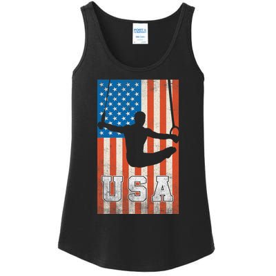 Usa Gymnast Gymnastics Team Athlete American Flag Ladies Essential Tank