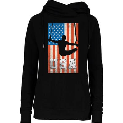 Usa Gymnast Gymnastics Team Athlete American Flag Womens Funnel Neck Pullover Hood