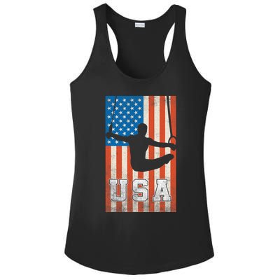 Usa Gymnast Gymnastics Team Athlete American Flag Ladies PosiCharge Competitor Racerback Tank