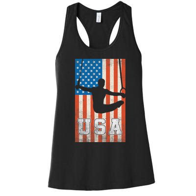 Usa Gymnast Gymnastics Team Athlete American Flag Women's Racerback Tank