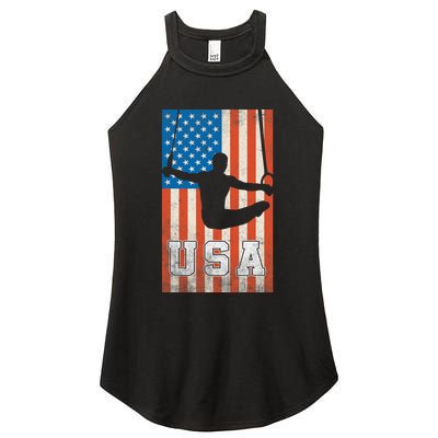 Usa Gymnast Gymnastics Team Athlete American Flag Women's Perfect Tri Rocker Tank