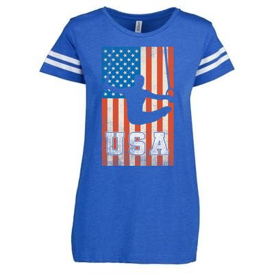 Usa Gymnast Gymnastics Team Athlete American Flag Enza Ladies Jersey Football T-Shirt