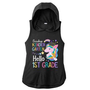 Unicorn Girl Goodbye Kindergarten Hello 1st Grade Graduation Ladies PosiCharge Tri-Blend Wicking Draft Hoodie Tank