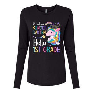 Unicorn Girl Goodbye Kindergarten Hello 1st Grade Graduation Womens Cotton Relaxed Long Sleeve T-Shirt