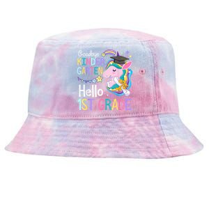 Unicorn Girl Goodbye Kindergarten Hello 1st Grade Graduation Tie-Dyed Bucket Hat