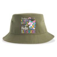 Unicorn Girl Goodbye Kindergarten Hello 1st Grade Graduation Sustainable Bucket Hat