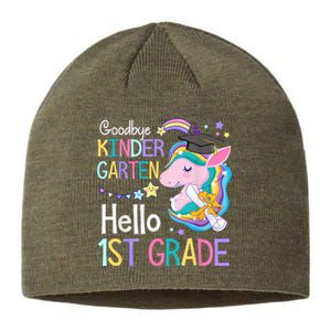 Unicorn Girl Goodbye Kindergarten Hello 1st Grade Graduation Sustainable Beanie