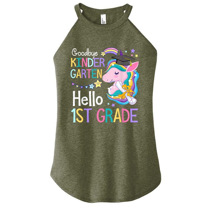 Unicorn Girl Goodbye Kindergarten Hello 1st Grade Graduation Women's Perfect Tri Rocker Tank