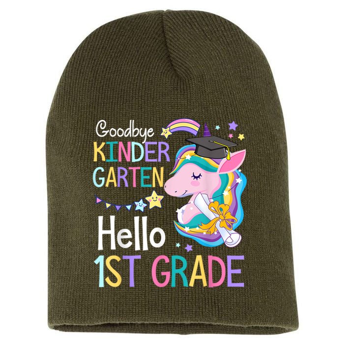 Unicorn Girl Goodbye Kindergarten Hello 1st Grade Graduation Short Acrylic Beanie