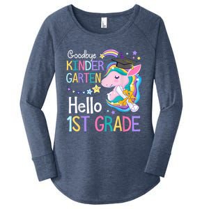 Unicorn Girl Goodbye Kindergarten Hello 1st Grade Graduation Women's Perfect Tri Tunic Long Sleeve Shirt