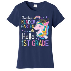 Unicorn Girl Goodbye Kindergarten Hello 1st Grade Graduation Women's T-Shirt