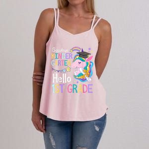 Unicorn Girl Goodbye Kindergarten Hello 1st Grade Graduation Women's Strappy Tank