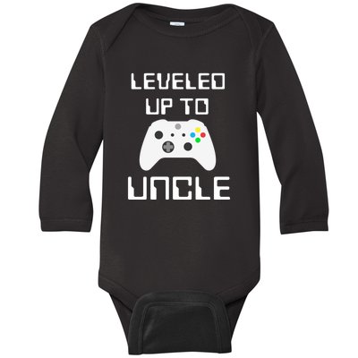 Uncle Gamer Gifts Leveled Up To Uncle Pregnancy Announcement Baby Long Sleeve Bodysuit