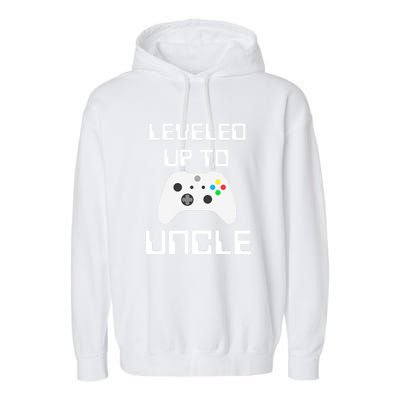 Uncle Gamer Gifts Leveled Up To Uncle Pregnancy Announcement Garment-Dyed Fleece Hoodie