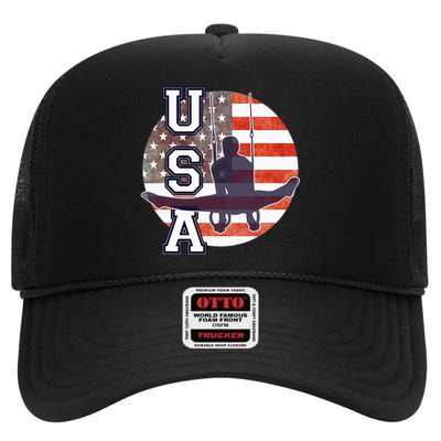 USA Gymnast  Gymnastics Team Athlete American Flag High Crown Mesh Back Trucker Hat