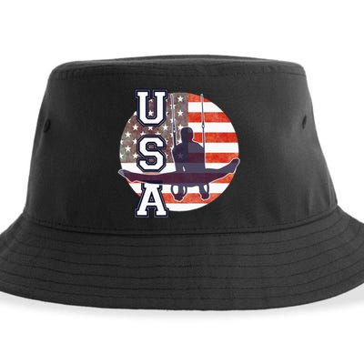 USA Gymnast  Gymnastics Team Athlete American Flag Sustainable Bucket Hat