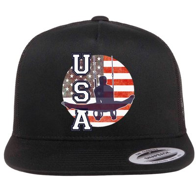 USA Gymnast  Gymnastics Team Athlete American Flag Flat Bill Trucker Hat