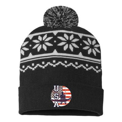 USA Gymnast  Gymnastics Team Athlete American Flag USA-Made Snowflake Beanie