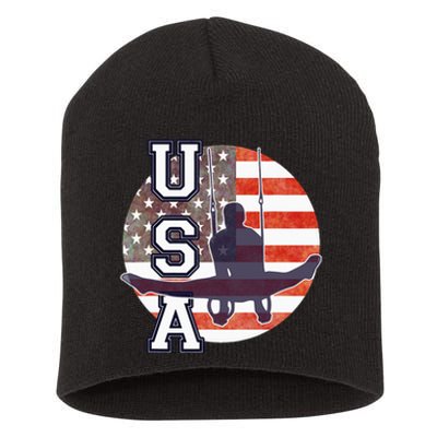 USA Gymnast  Gymnastics Team Athlete American Flag Short Acrylic Beanie