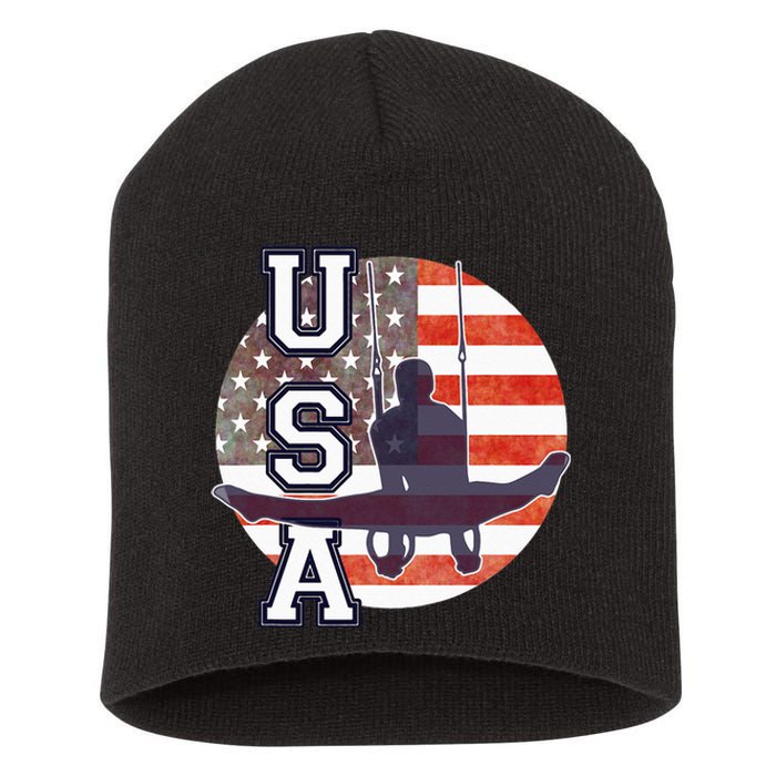 USA Gymnast  Gymnastics Team Athlete American Flag Short Acrylic Beanie