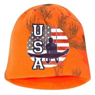 USA Gymnast  Gymnastics Team Athlete American Flag Kati - Camo Knit Beanie