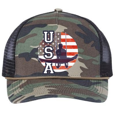 USA Gymnast  Gymnastics Team Athlete American Flag Retro Rope Trucker Hat Cap