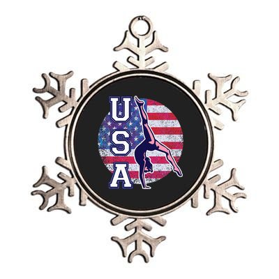 Usa Gymnast Gymnastics Team Athlete American Flag Metallic Star Ornament