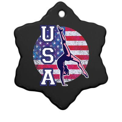 Usa Gymnast Gymnastics Team Athlete American Flag Ceramic Star Ornament