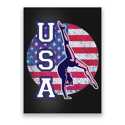 Usa Gymnast Gymnastics Team Athlete American Flag Poster